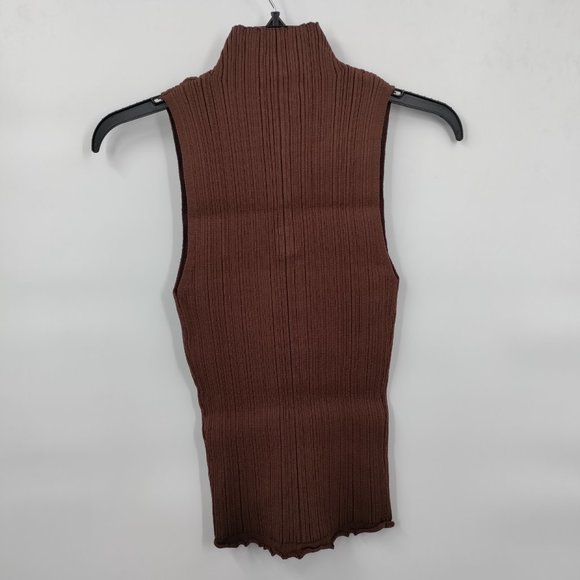 Forever 21 Funnel Neck Sweater-Knit Top Brown, Medium - Picture 3 of 7